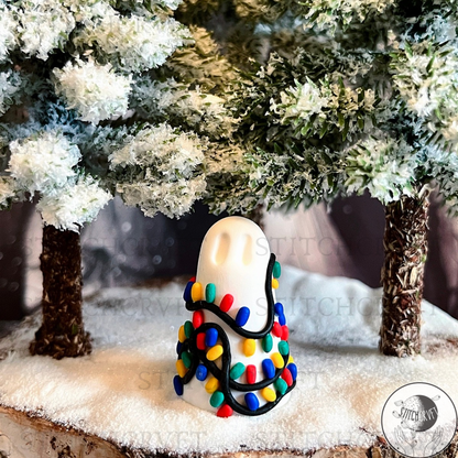 Ghost wrapped in tiny christmas lights | Handmade to order