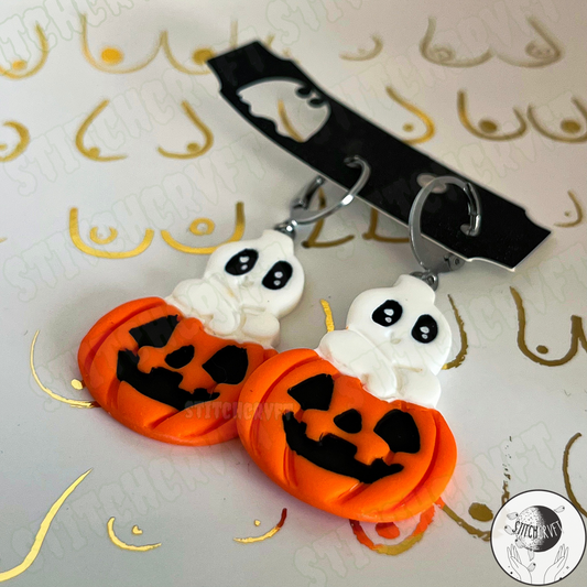 Ghost pumpkin earrings | Handmade to order