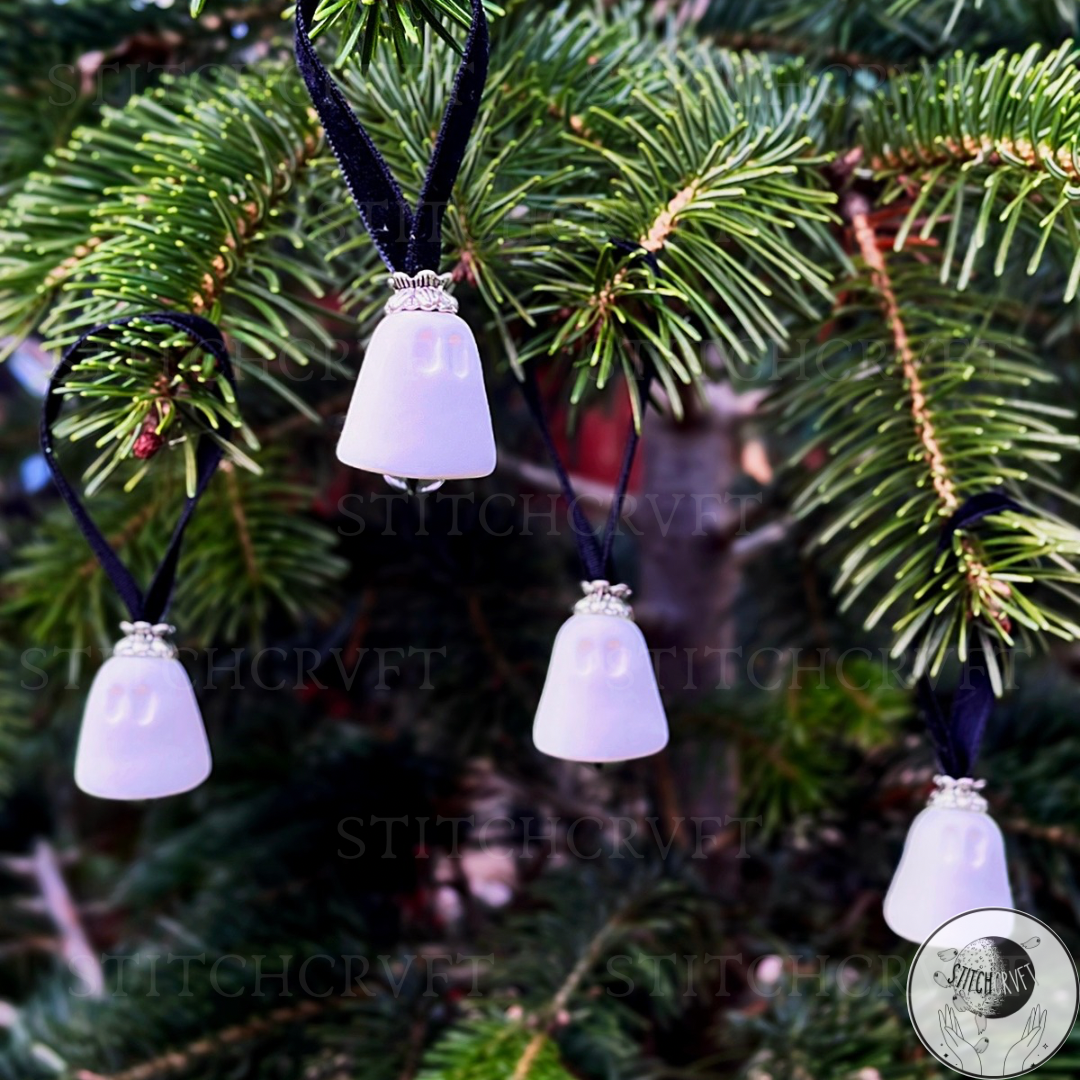 Jingle Boos mini ghost baubles. Glowing or White | Handmade to order