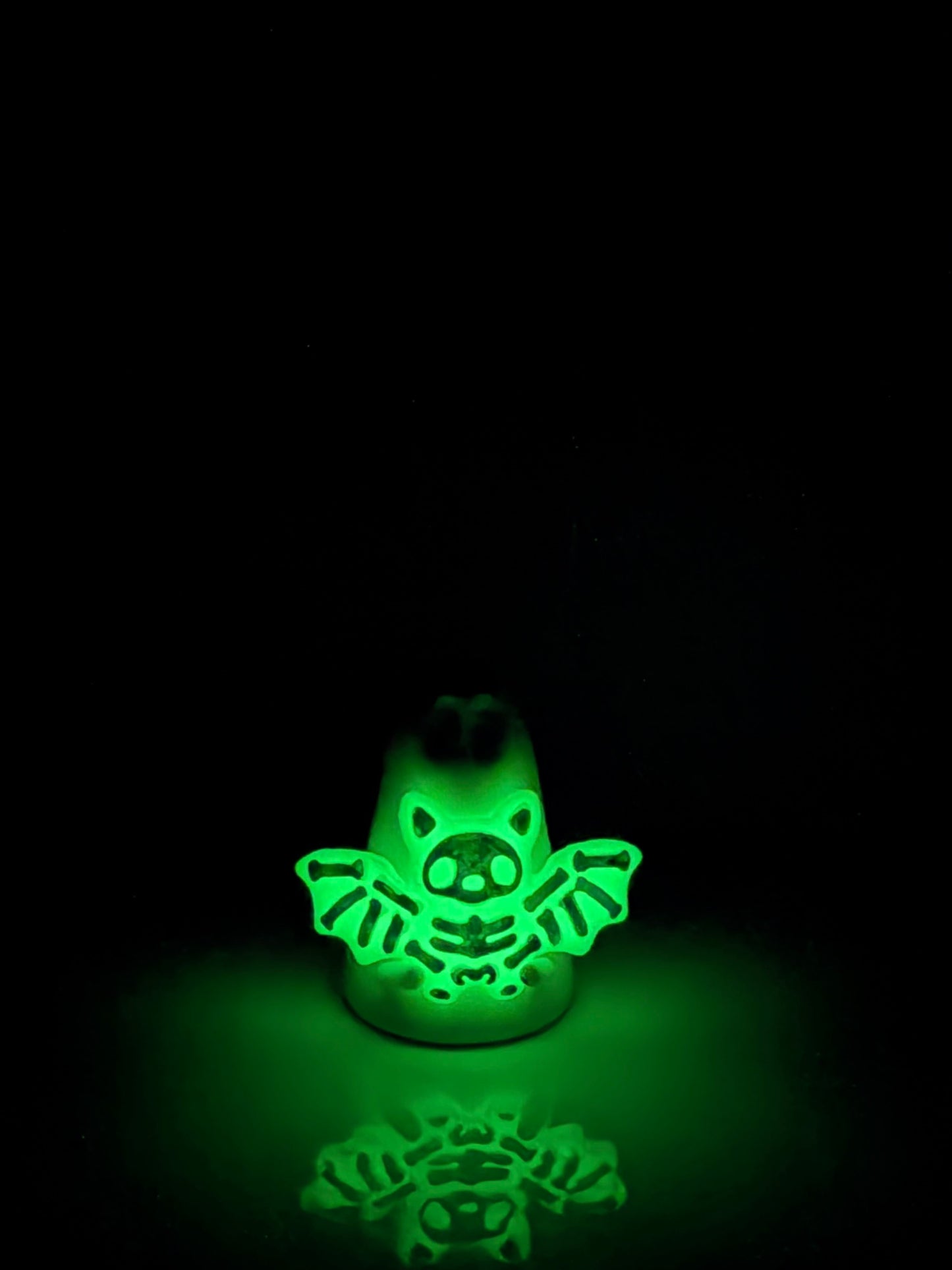 Ghost holding glowing skeleton bat | Handmade to order