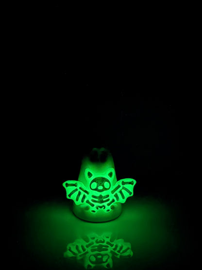 Ghost holding glowing skeleton bat | Handmade to order