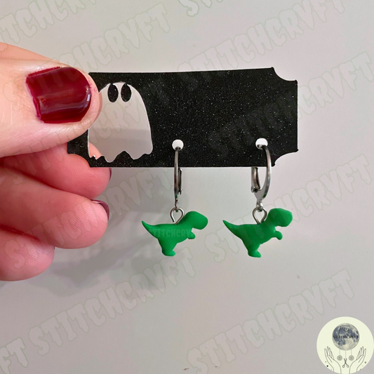 Tiny green t-rex earrings  | Handmade to order