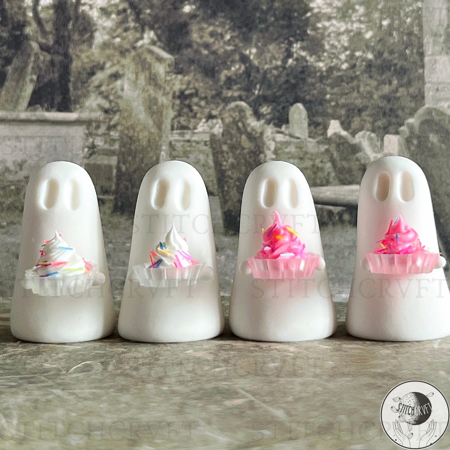 Ghost holding tiny ice-cream sundae  | Limited small batch