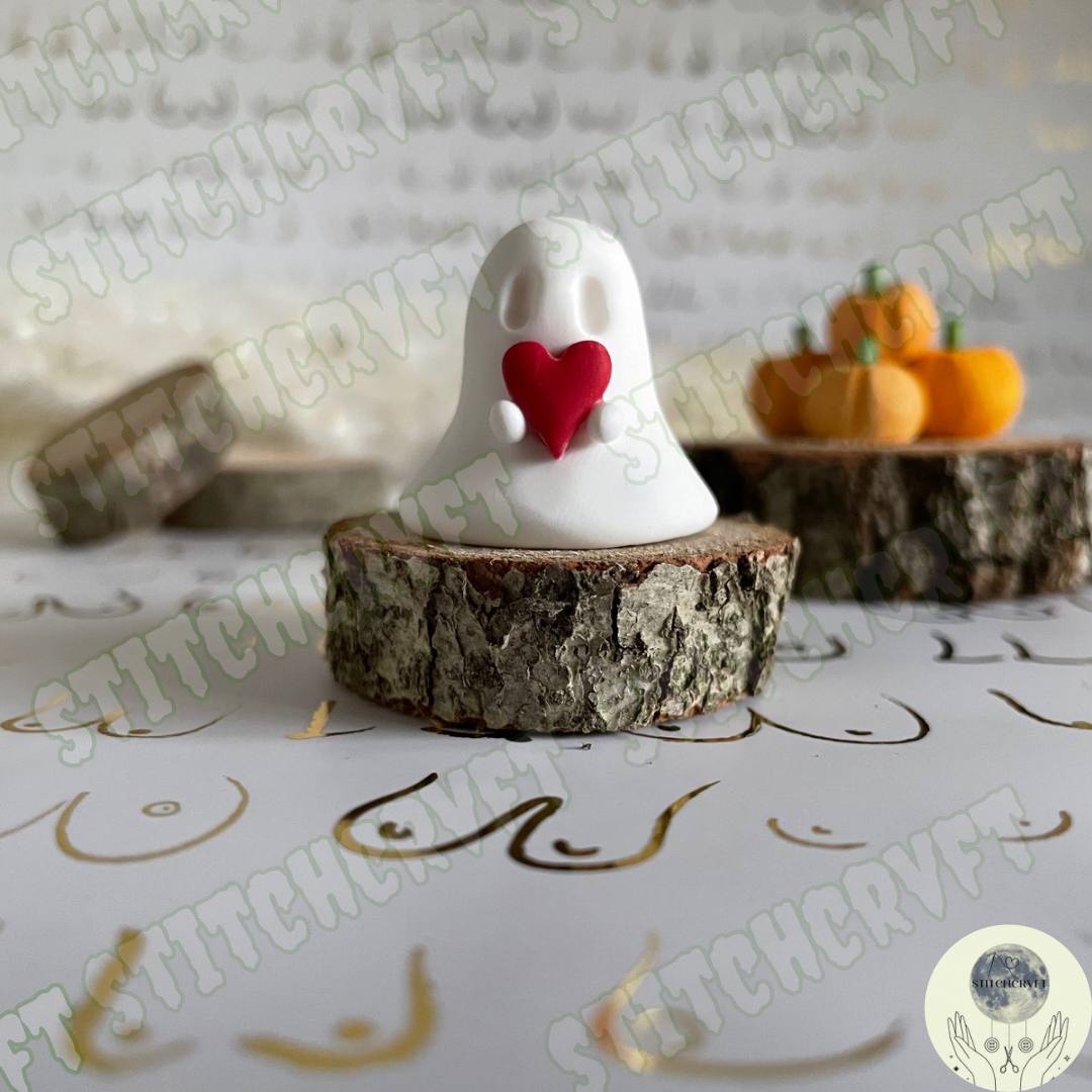 Ghost with heart offering | Handmade to order