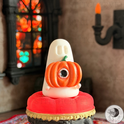 Ghost holding eyeball pumpkin | Handmade to order