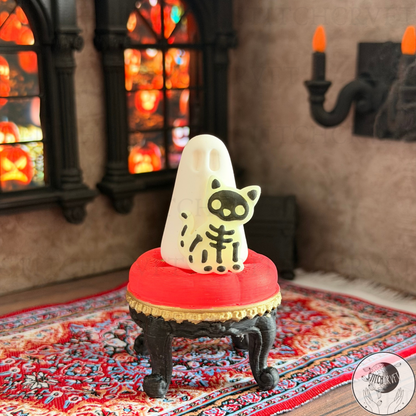 Ghost with glowing skeleton cat familiar | Handmade to order