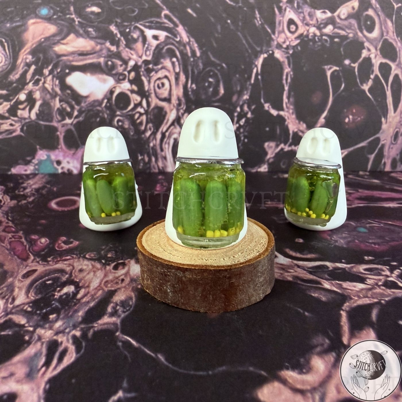 Ghost holding jar of pickles | Handmade to order