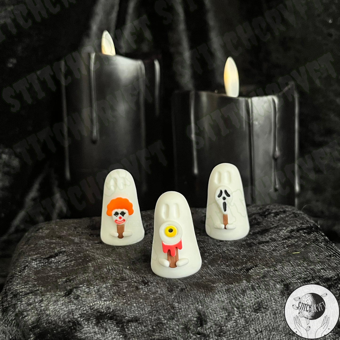 Ghost holding tiny I-Scream | Handmade to order