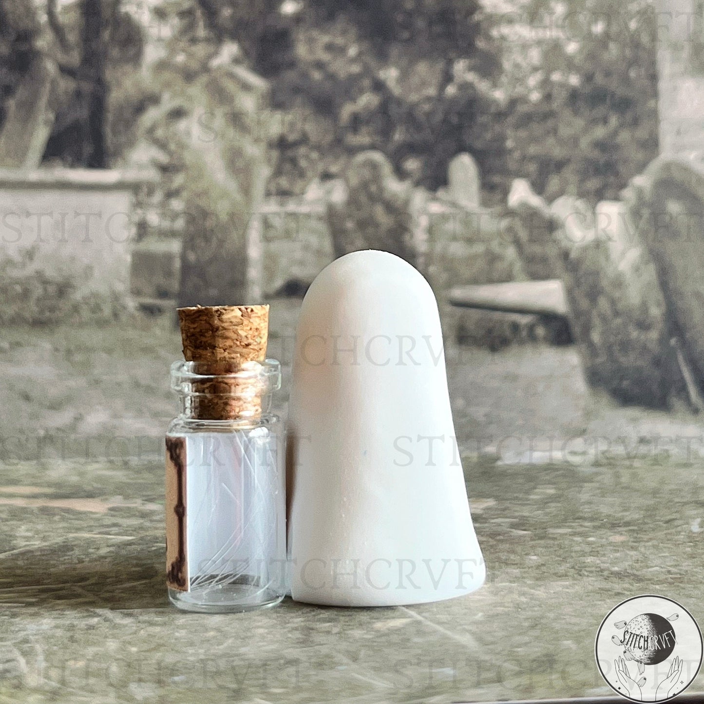 Ghost with tiny potion ingredients | Handmade to order