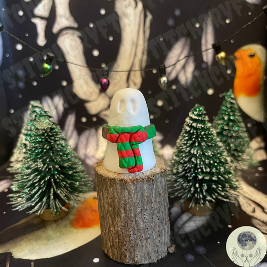 Spookmas Ghost wearing scarf | Handmade to order