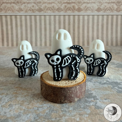 Ghost with Skelecat familiar  | Handmade to order