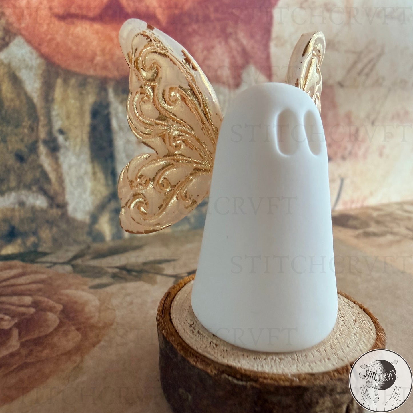 Ghost with golden gilded wings | Handmade to order