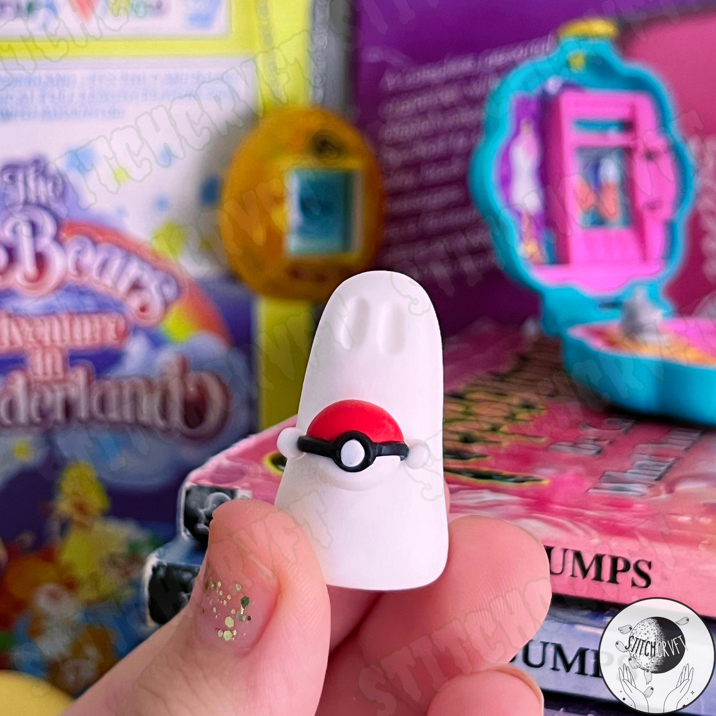 Ghost holding tiny monster ball 90s edition | Limited small batch