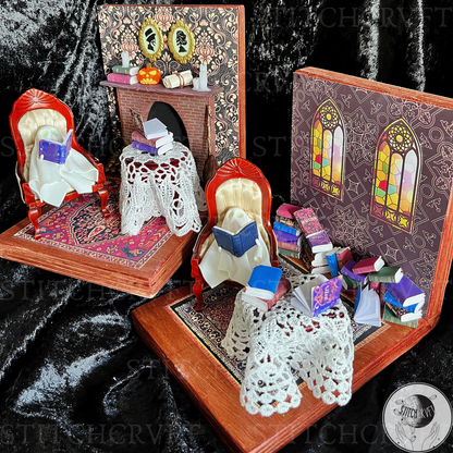 Ghostly scenes wood bookends pair | Limited edition