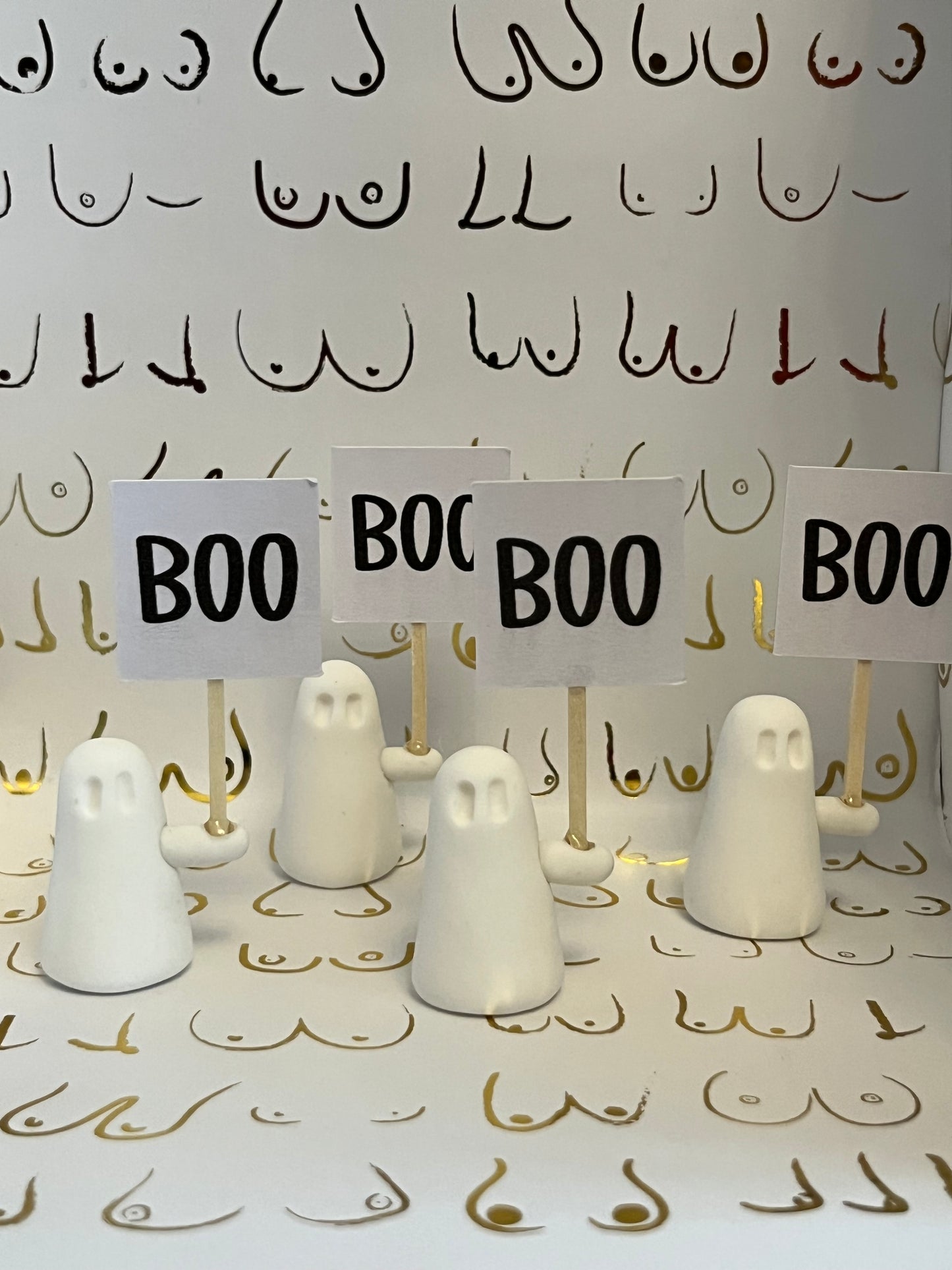 Ghost holding scary BOO sign | Made to order