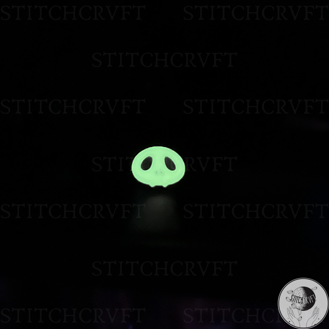 Ghost with black cat mask and glowing skull | Handmade to order