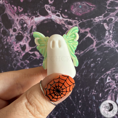 Ghost with glowing luna moth wings | Handmade to order
