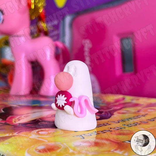 Ghost holding tiny bubble gum tape and blowing bubble 90s edition | Limited small batch