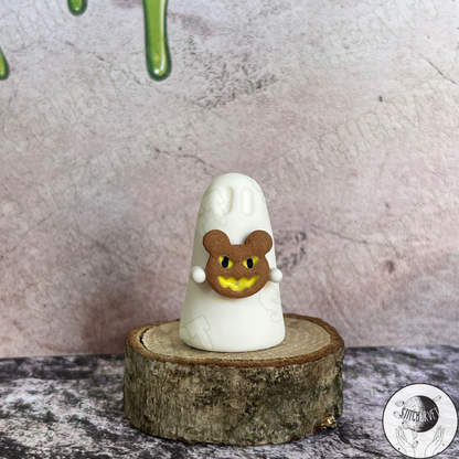 Ghost holding tiny possessed teddy | Handmade to order