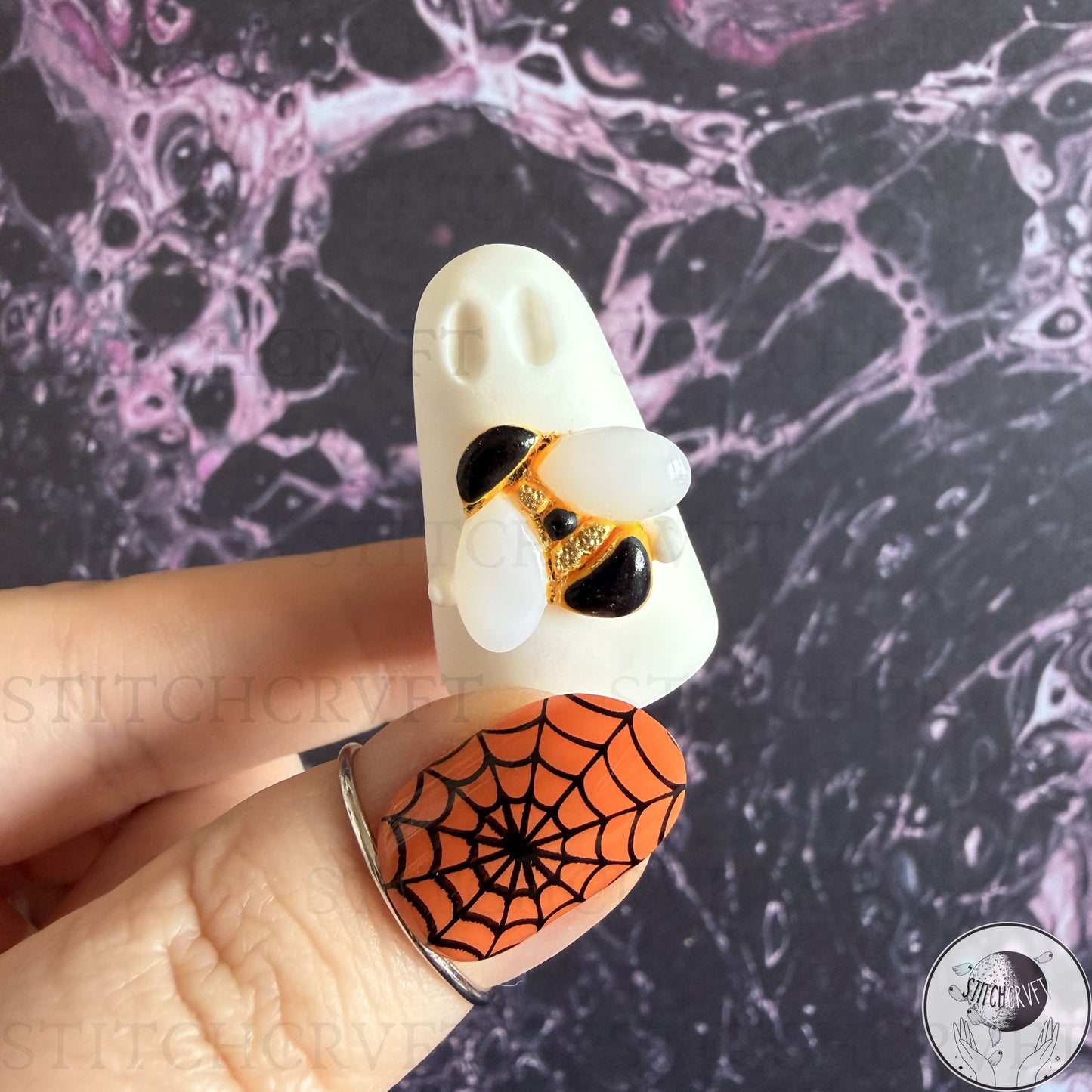 Ghost holding golden bee | Handmade to order