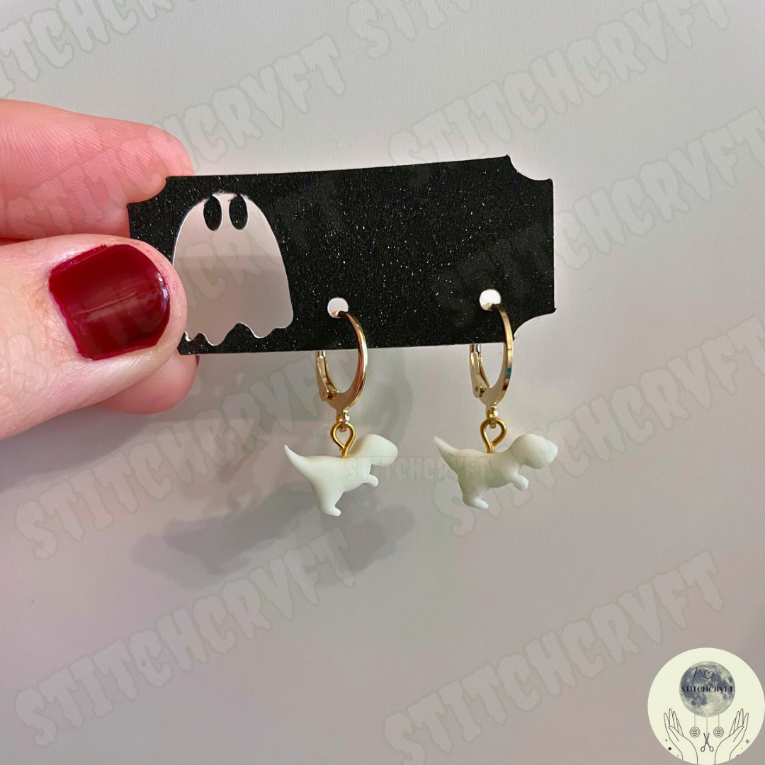 Tiny glowing t-rex earrings  | Handmade to order