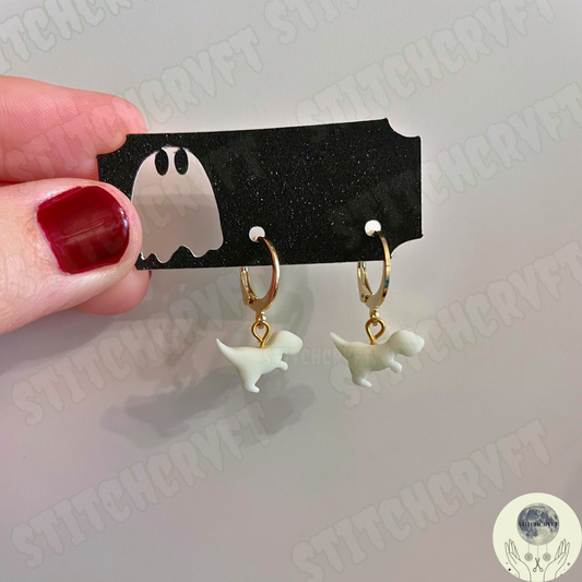 Tiny glowing t-rex earrings  | Handmade to order