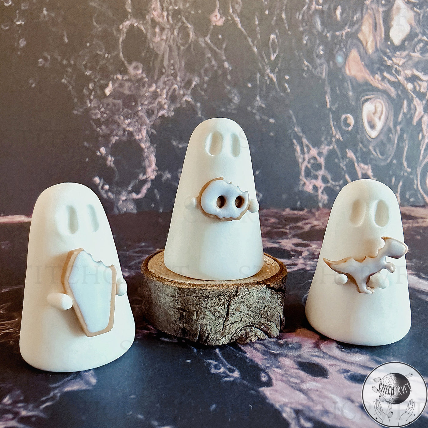 Ghost holding tiny iced cookies | Handmade to order