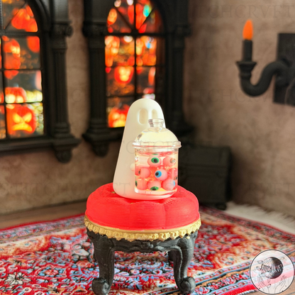 Ghost holding mini jar of eyeballs | Handmade to order