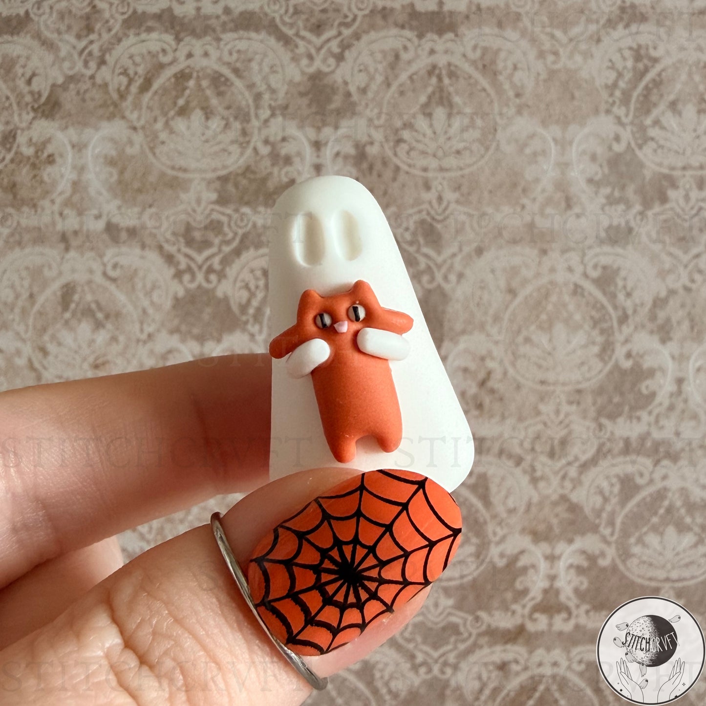 Ghost holding long squishy cat | Handmade to order