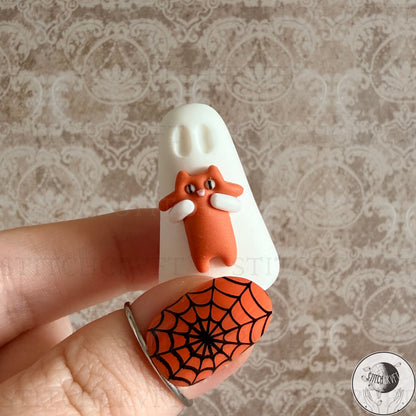 Ghost holding long squishy cat | Handmade to order