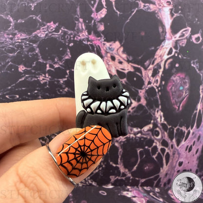 Ghost with distinguished cat familiar | Handmade to order