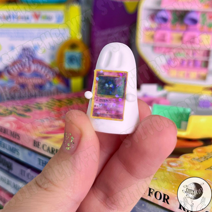 Ghost holding tiny shiny game card 90s edition | Limited small batch