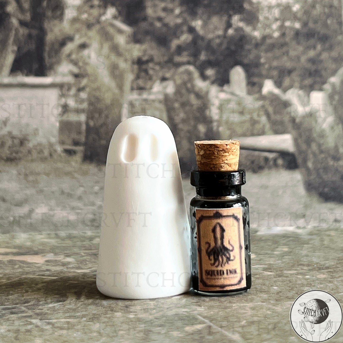 Ghost with tiny potion ingredients | Handmade to order