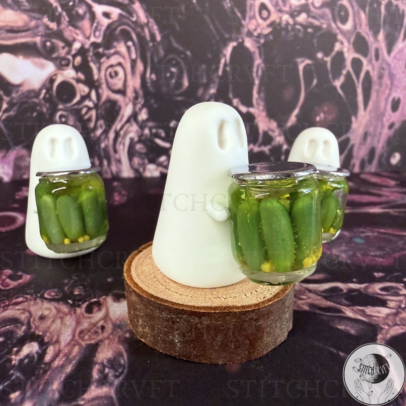 Ghost holding jar of pickles | Handmade to order