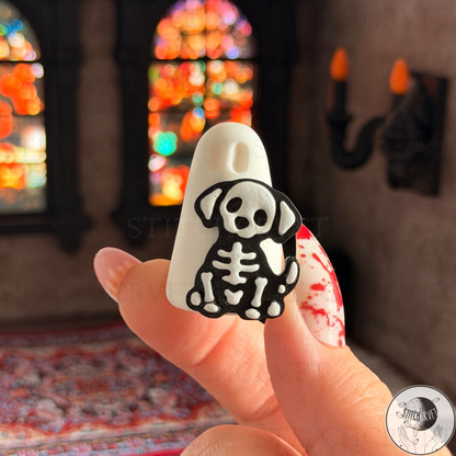 Ghost with black skeleton dog familiar | Handmade to order