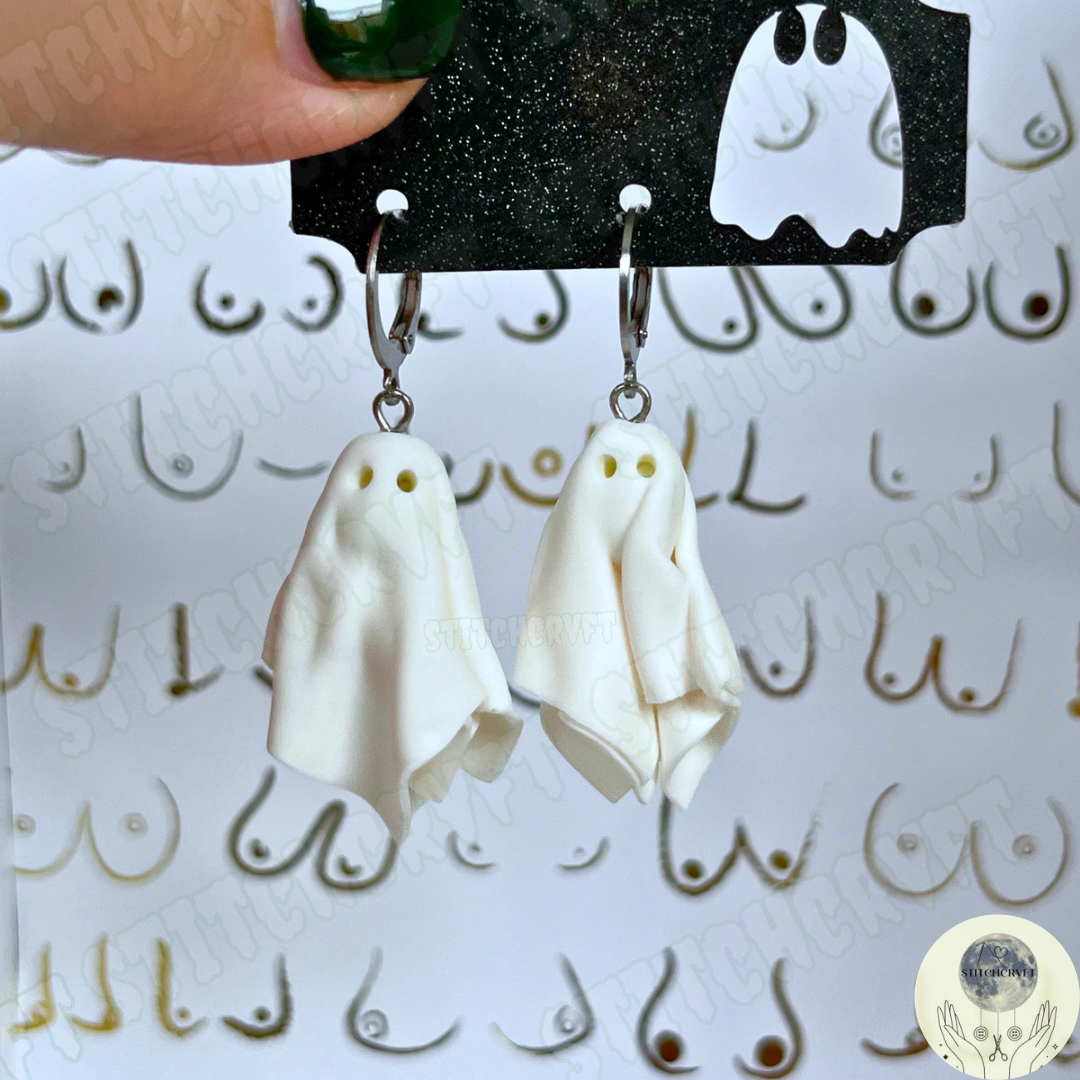 Ghost sheet earrings with glowing eyes | Handmade to order