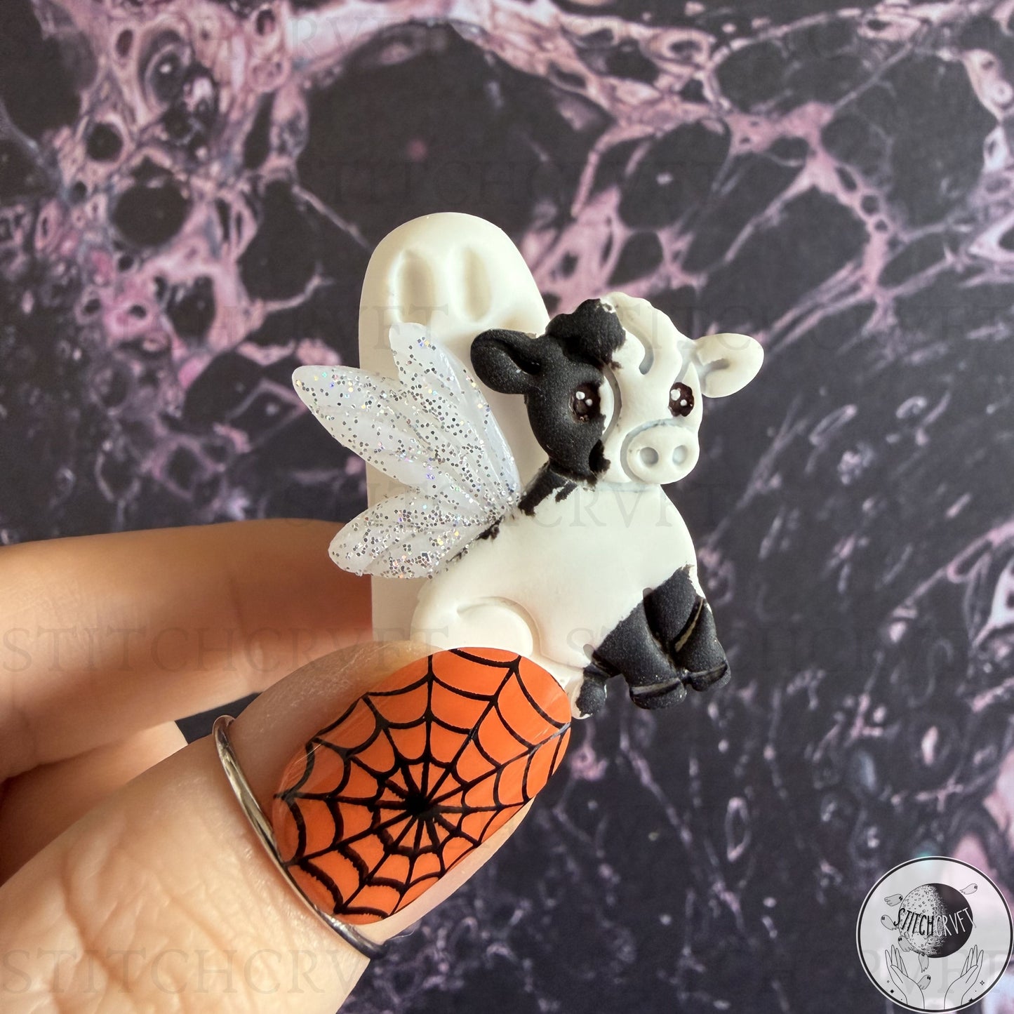 Ghost with fairy cow familiar | Handmade to order