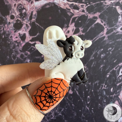 Ghost with fairy cow familiar | Handmade to order