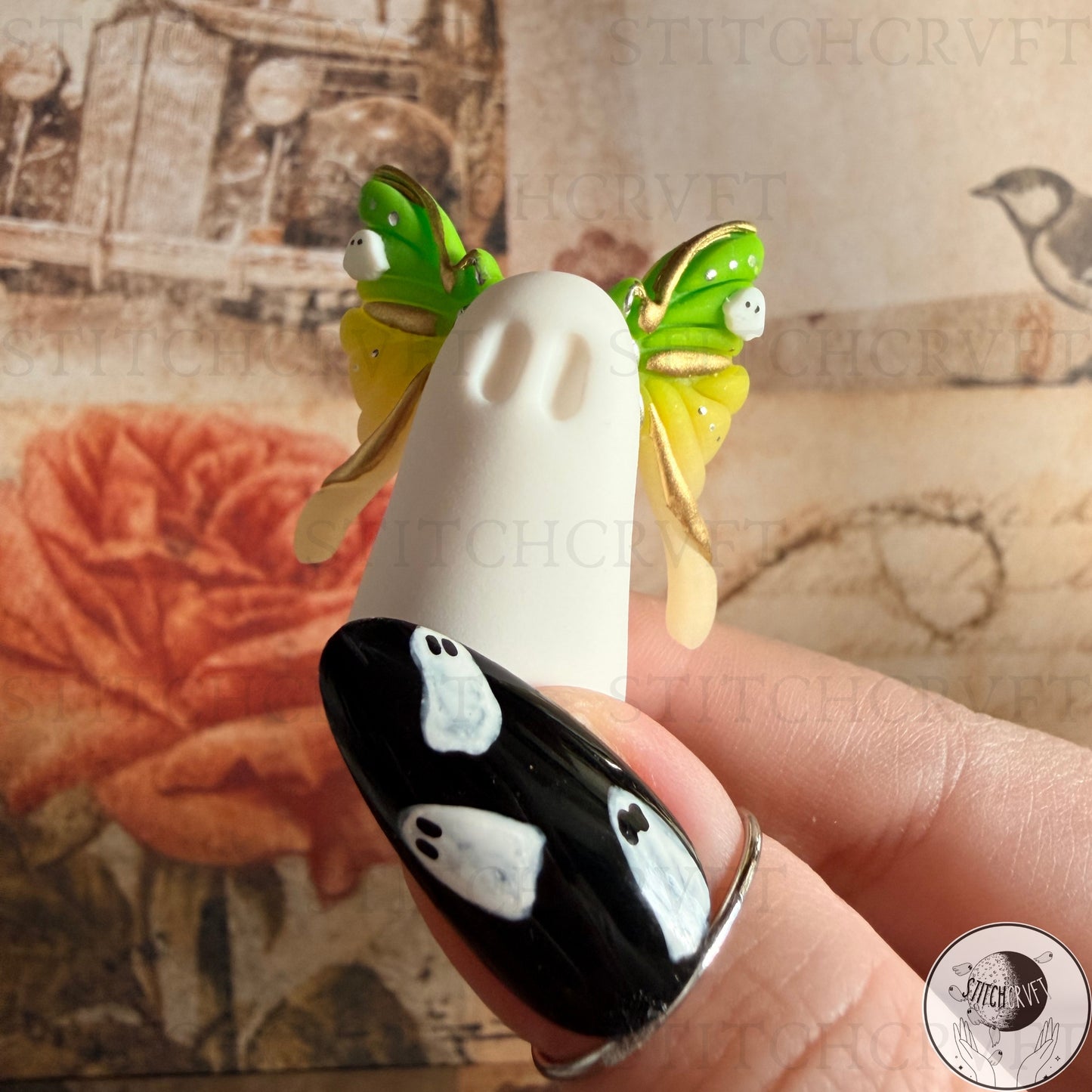 Ghost with Luna moth wings  | Handmade to order