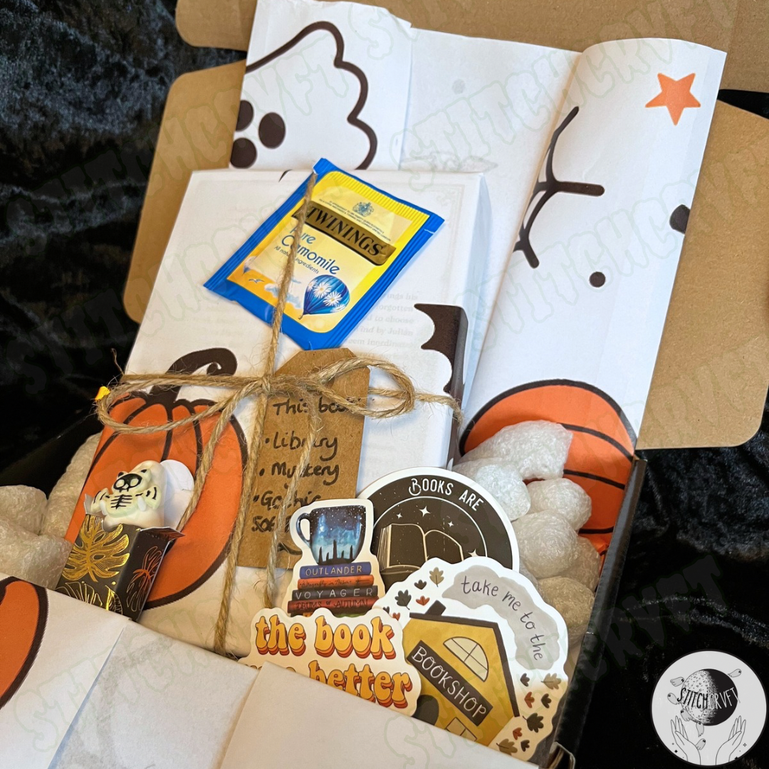 Mystery book and ghost box with mystery stickers and tea | Handmade to order