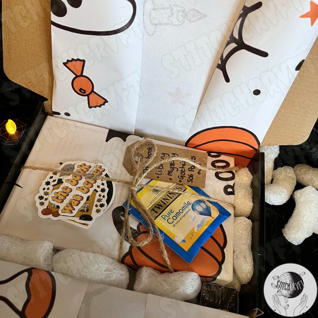 Mystery book and ghost box with mystery stickers and tea | Handmade to order