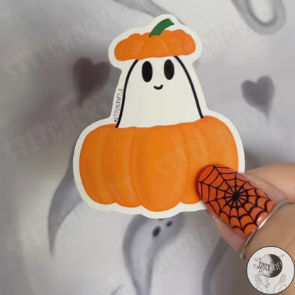 Pumpkin ghost sticker | Handmade to order