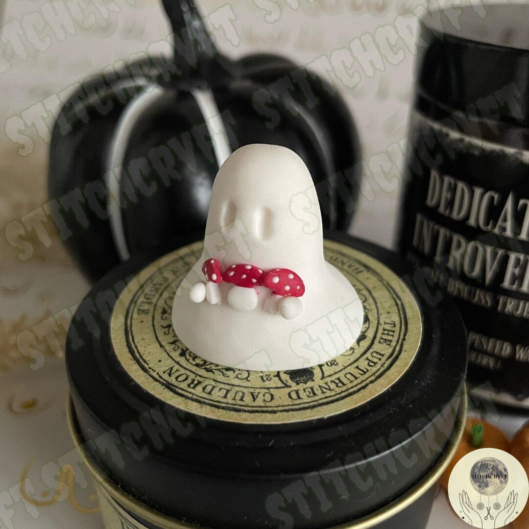 Ghost holding mushroom trio | Handmade to order