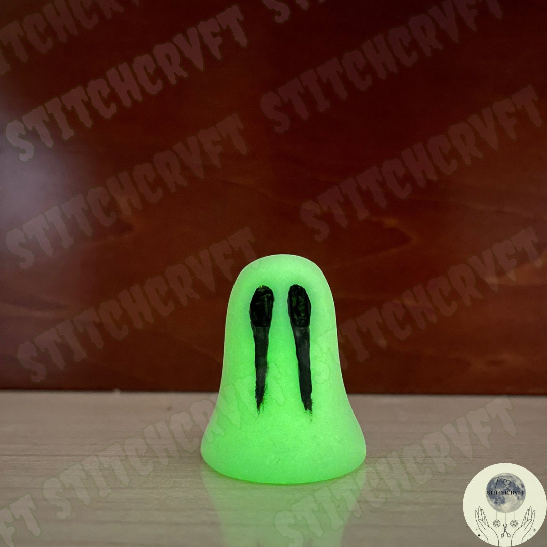 Glow in the dark ghost with black drippy eyes | Handmade to order