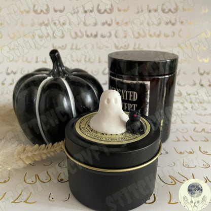 Ghost with black cat familiar | Handmade to order