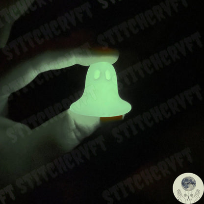 Glow in the dark ghost with black drippy eyes | Handmade to order