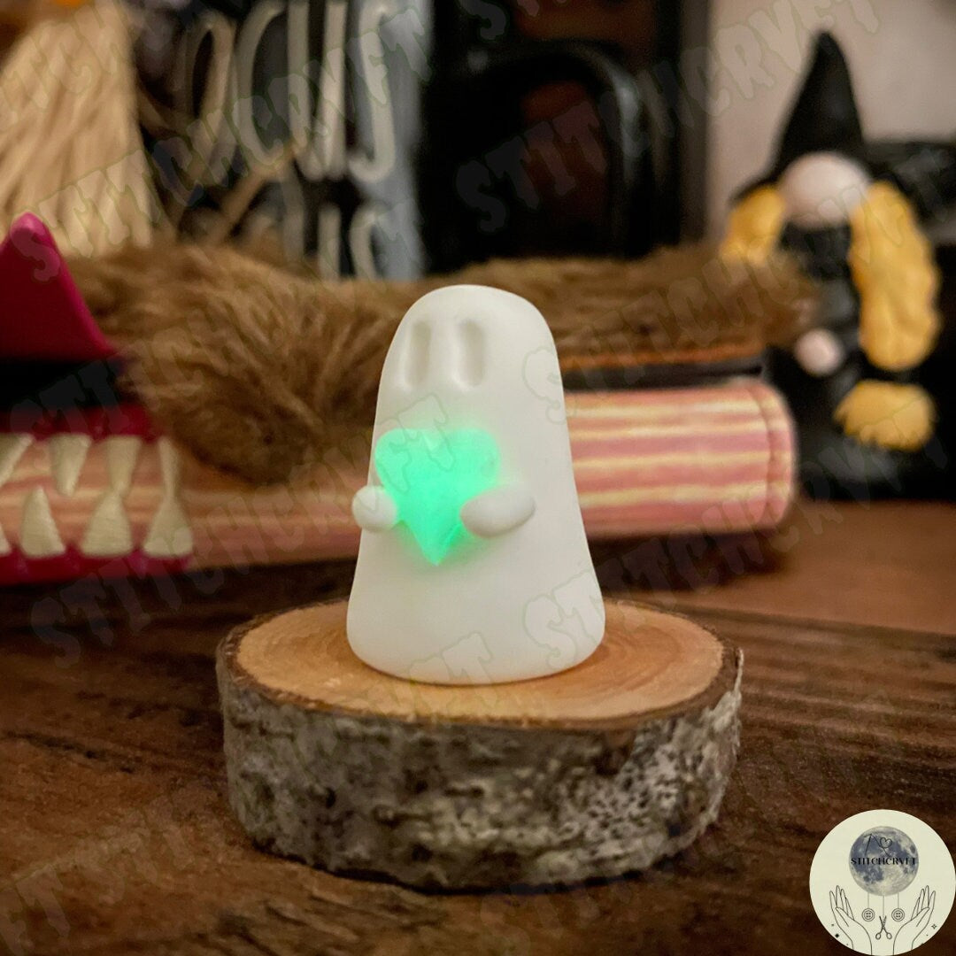 Ghost holding glowing heart | Handmade to order