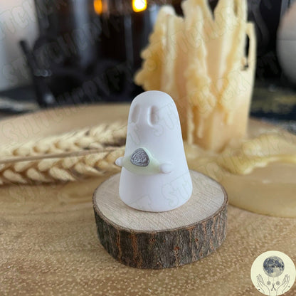 Ghost holding glowing ufo | Handmade to order