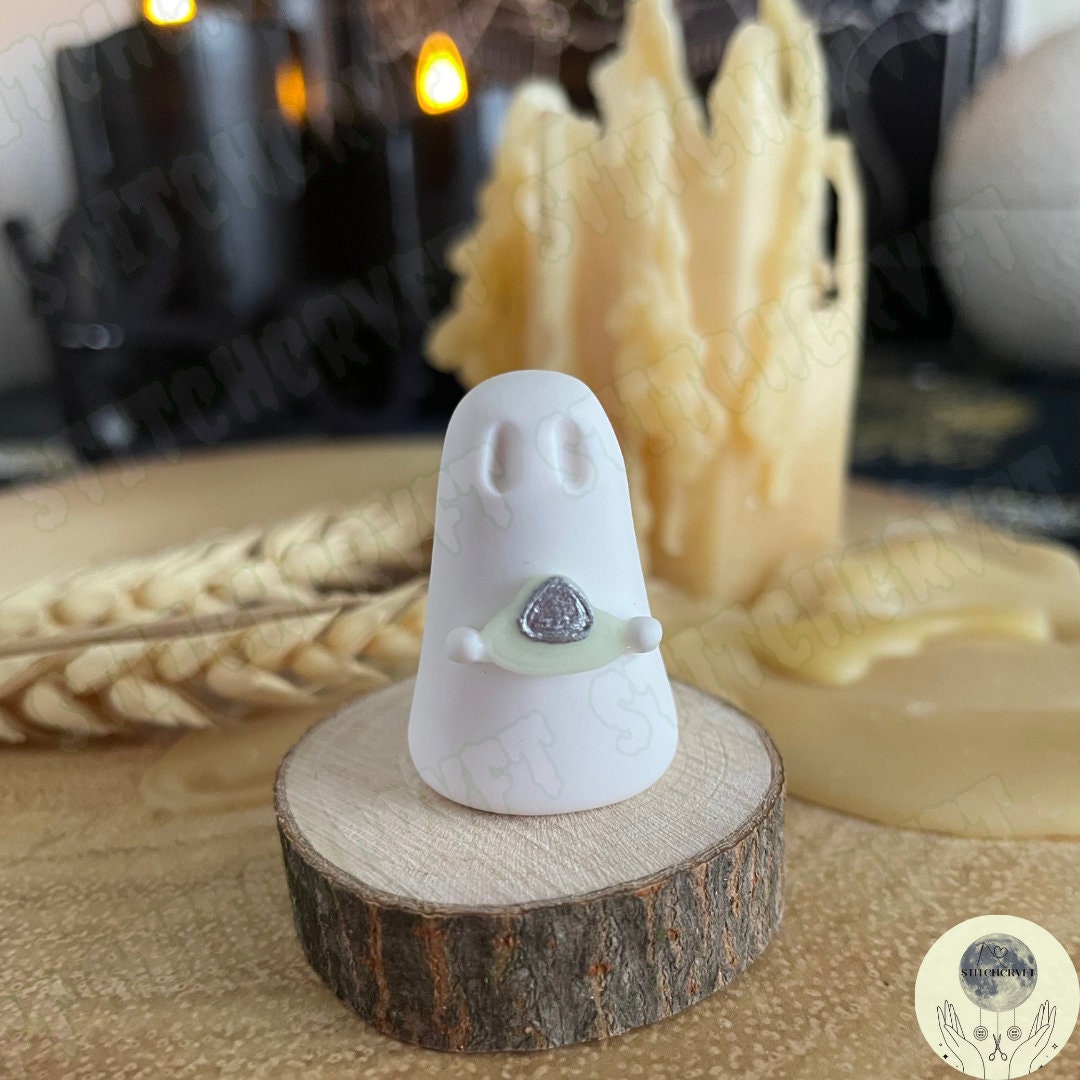 Ghost holding glowing ufo | Handmade to order