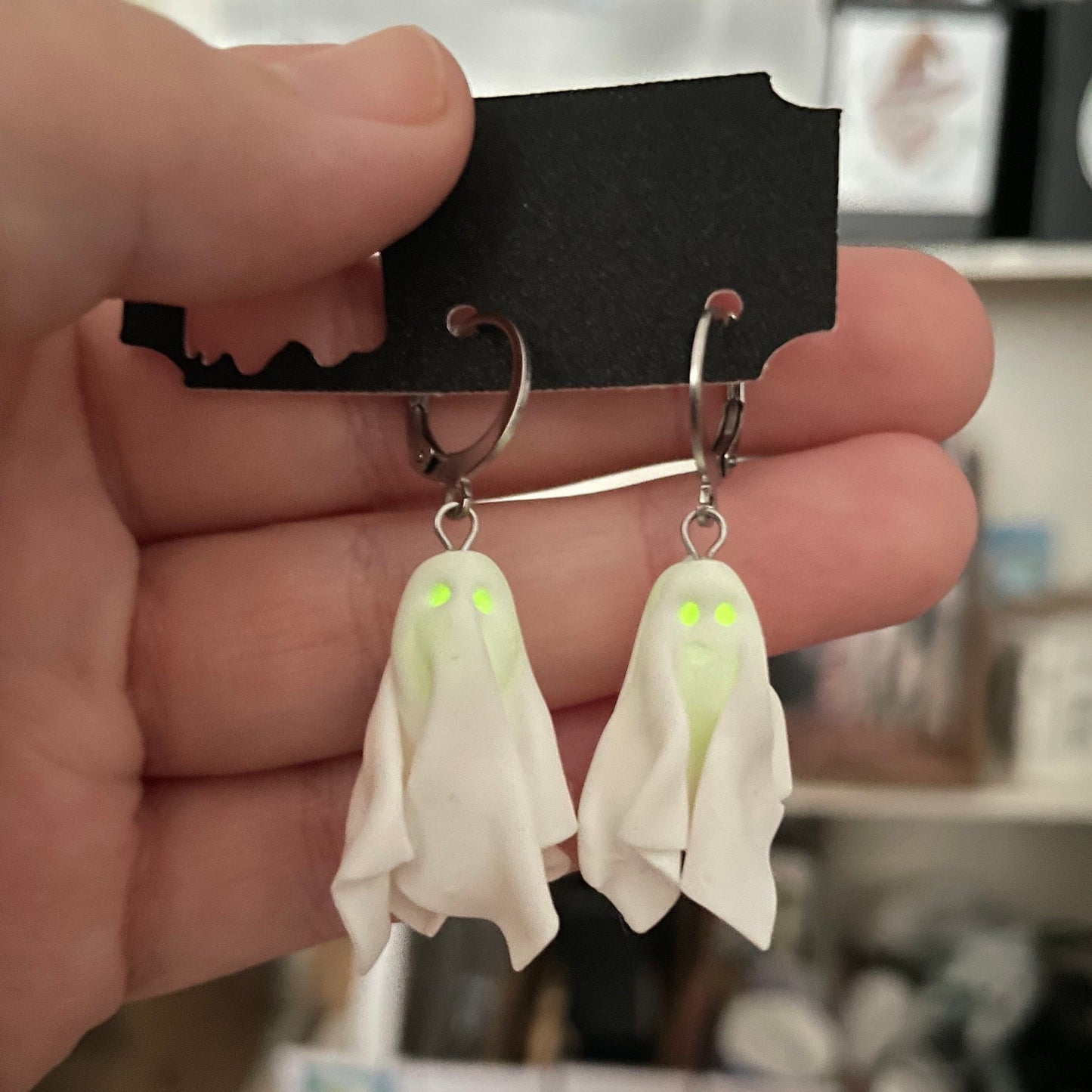 Ghost sheet earrings with glowing eyes | Handmade to order